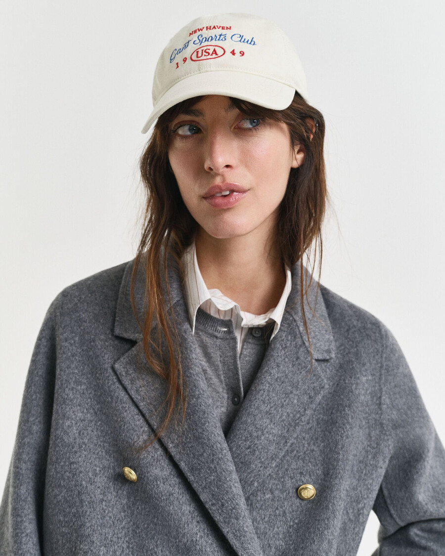 handgestikte details peacoat - houtskoolmelange