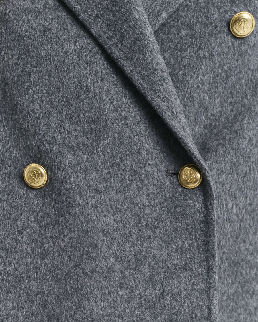 handgestikte details peacoat - houtskoolmelange
