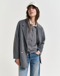 handgestikte details peacoat - houtskoolmelange