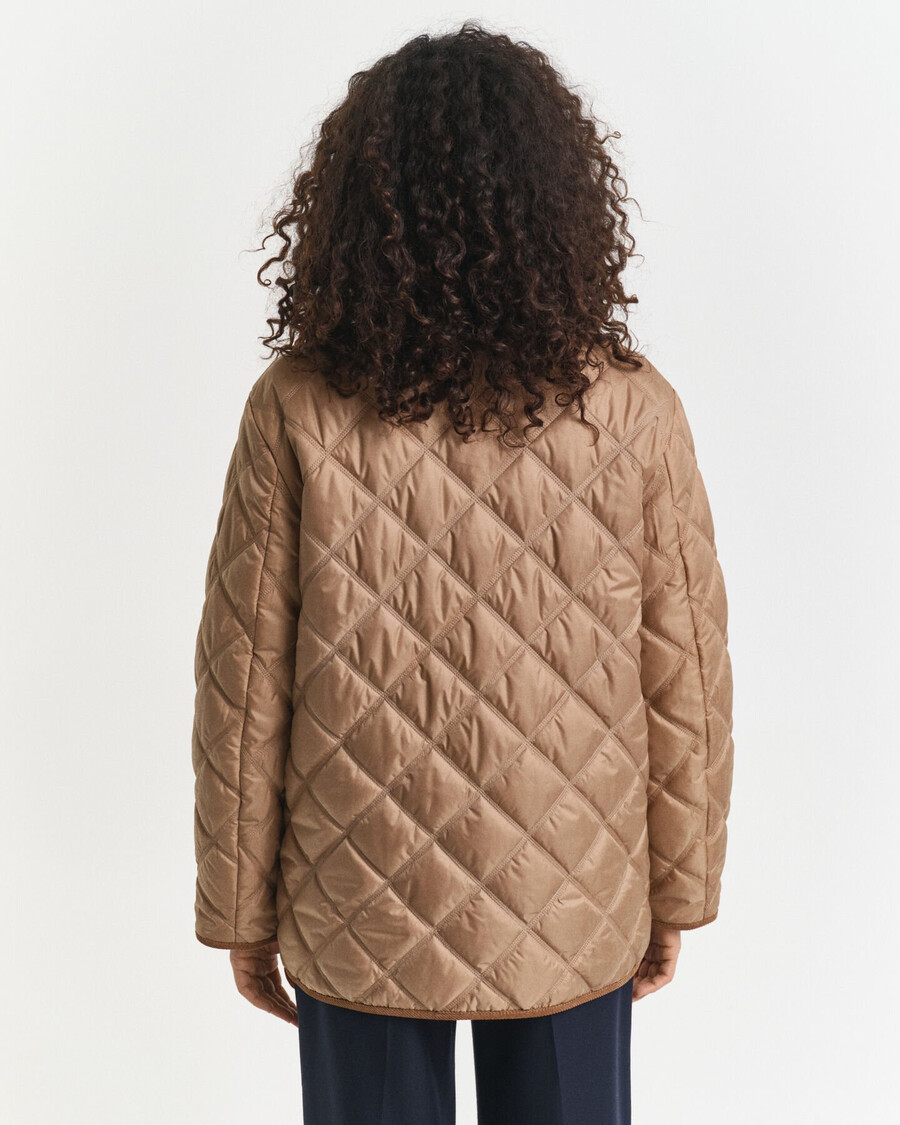 gewatteerde jas met corduroy afwerking - warm kaki
