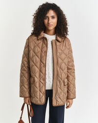 gewatteerde jas met corduroy afwerking - warm kaki