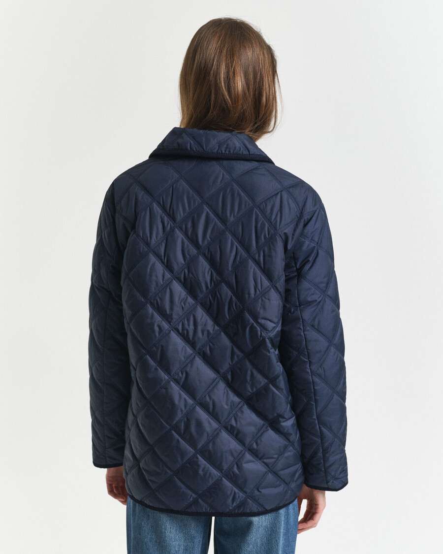 gewatteerde jas met corduroy afwerking - avondblauw