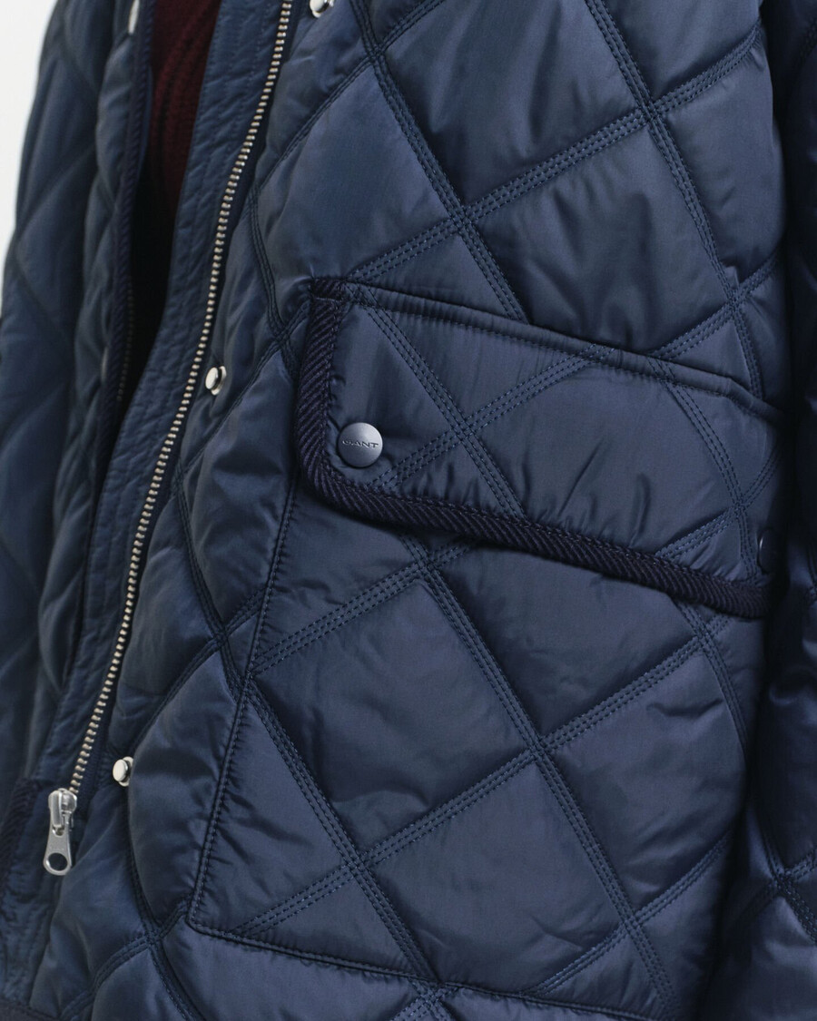 gewatteerde jas met corduroy afwerking - avondblauw