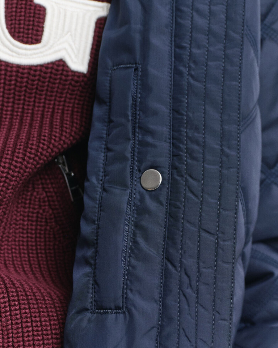gewatteerde jas met corduroy afwerking - avondblauw