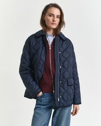 gewatteerde jas met corduroy afwerking - avondblauw