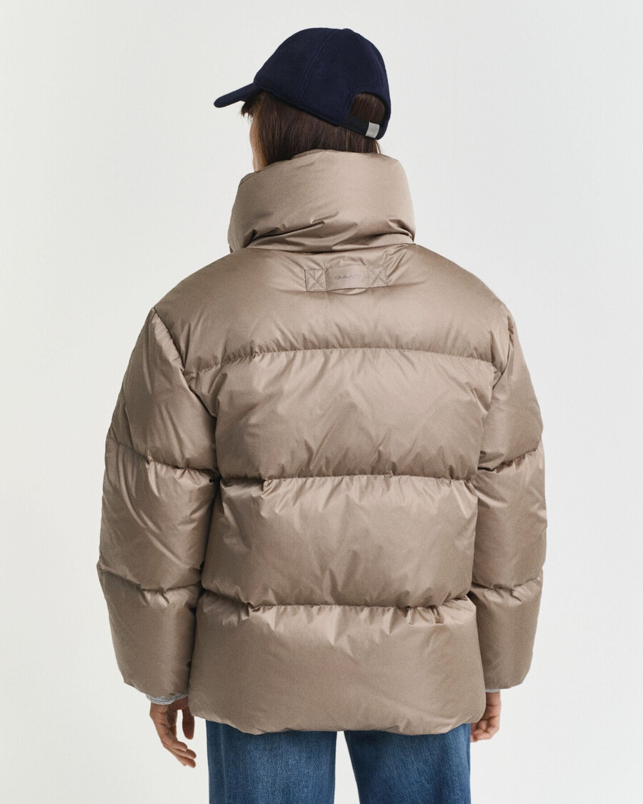 donsjack met relaxte pasvorm - taupebeige