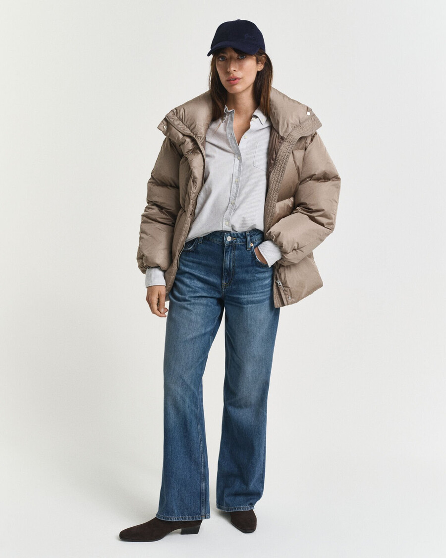 donsjack met relaxte pasvorm - taupebeige