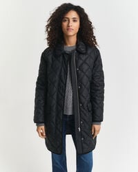 gewatteerde corduroy jas met bies - zwart