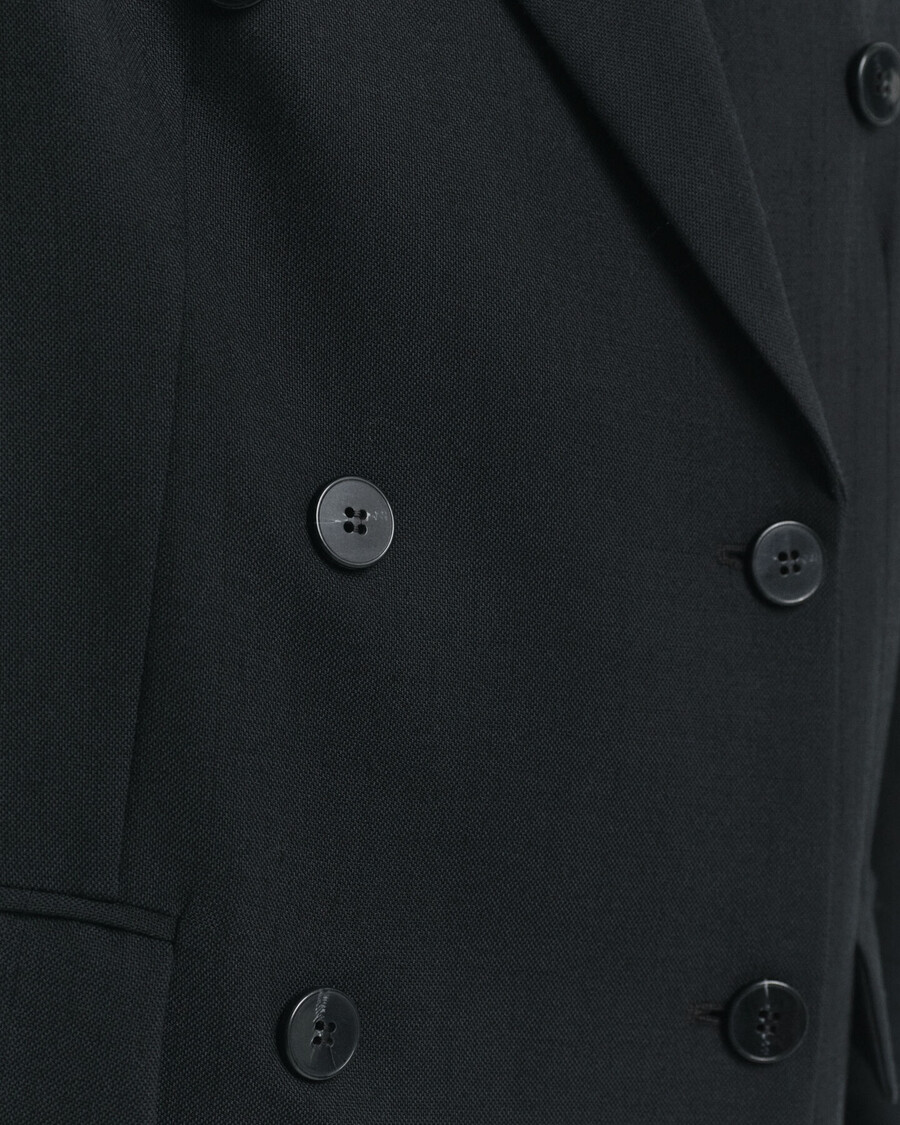 relaxte pasvorm dubbelknoopsluiting blazer van hopsack-wolmix - zwart