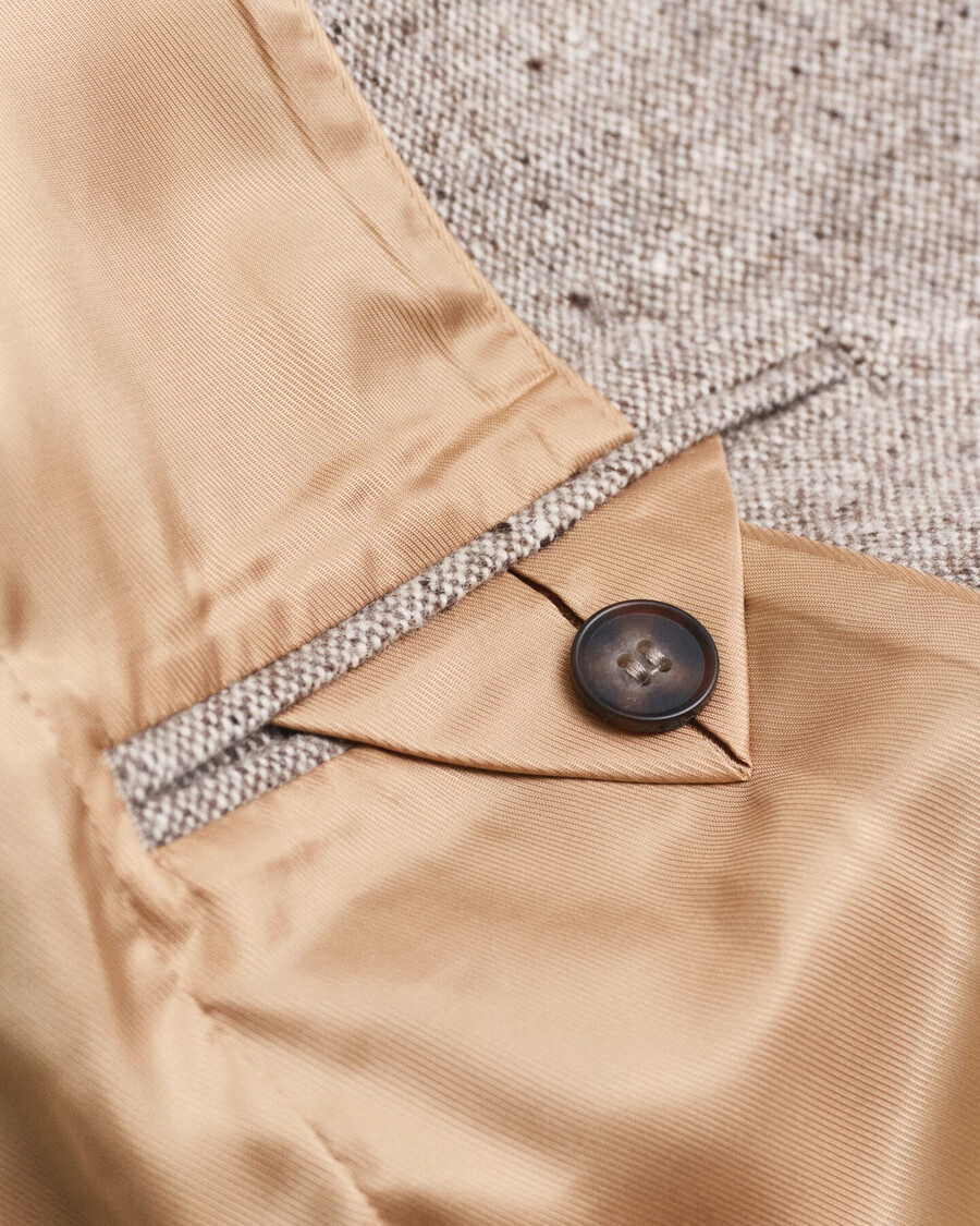 blazer van getextureerde wol met normale pasvorm - donkerbruin
