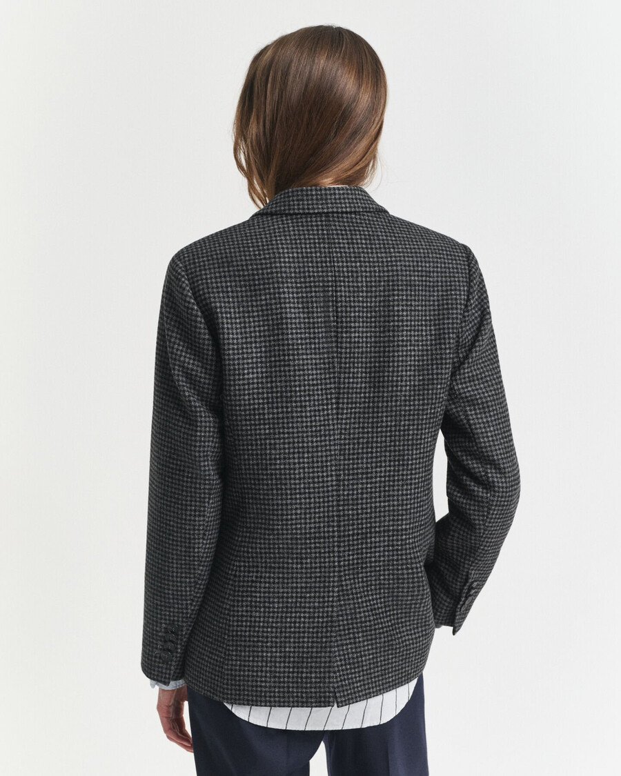 normale pasvorm wollen blazer met pied-de-poulepatroon - houtskoolmelange