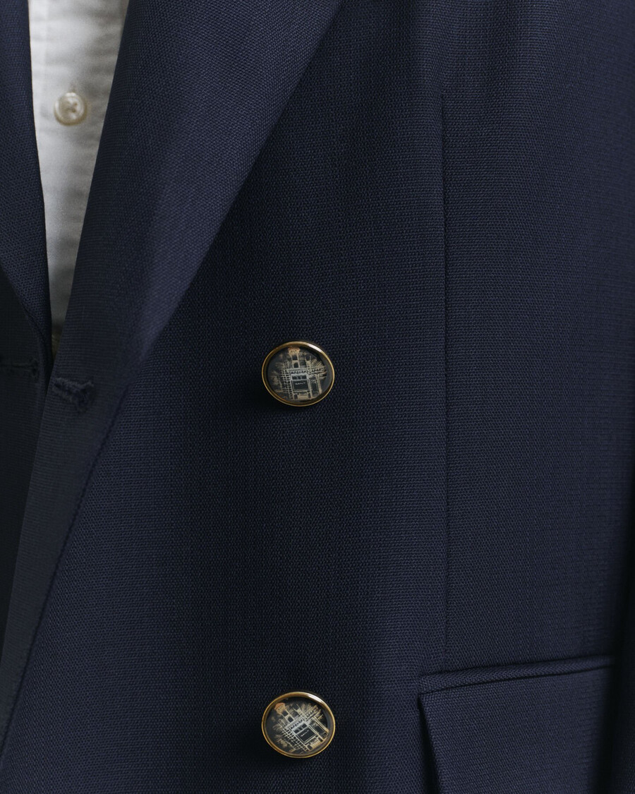 oversized wollen hopsack blazer - marineblauw