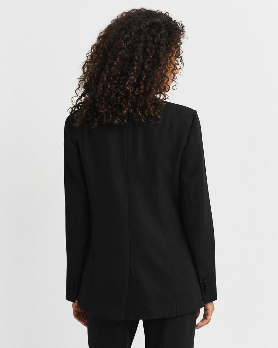 blazer van wollen blend met normale pasvorm - zwart