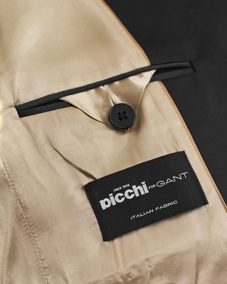 blazer van wollen blend met normale pasvorm - zwart