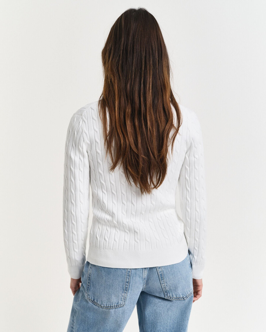 stretch katoenen kabelgebreid vest - eierschaal