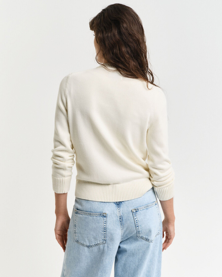 klassieke katoenen trui met ronde hals - crème