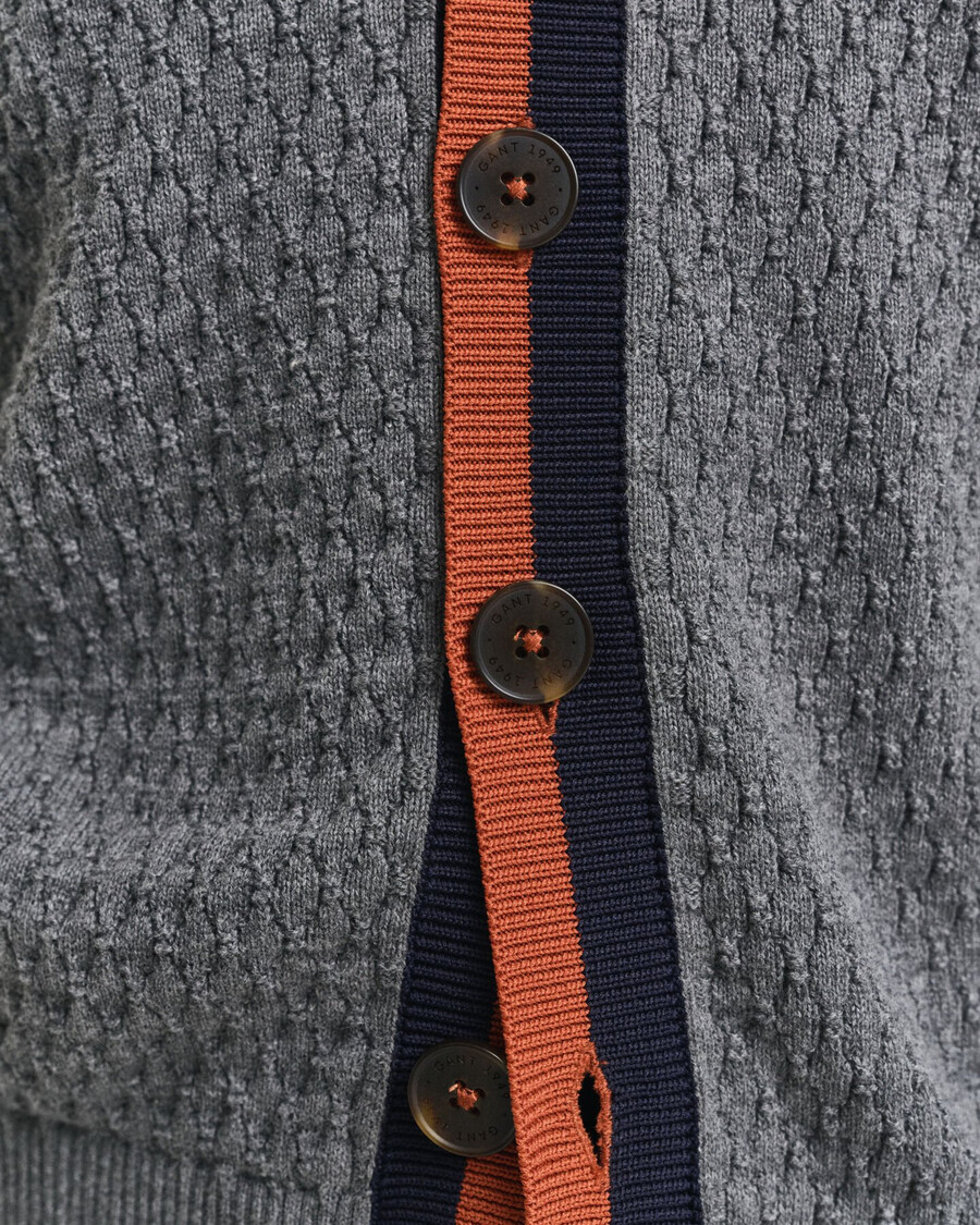gestructureerd katoenen vest met contrasterende details - houtskoolmelange