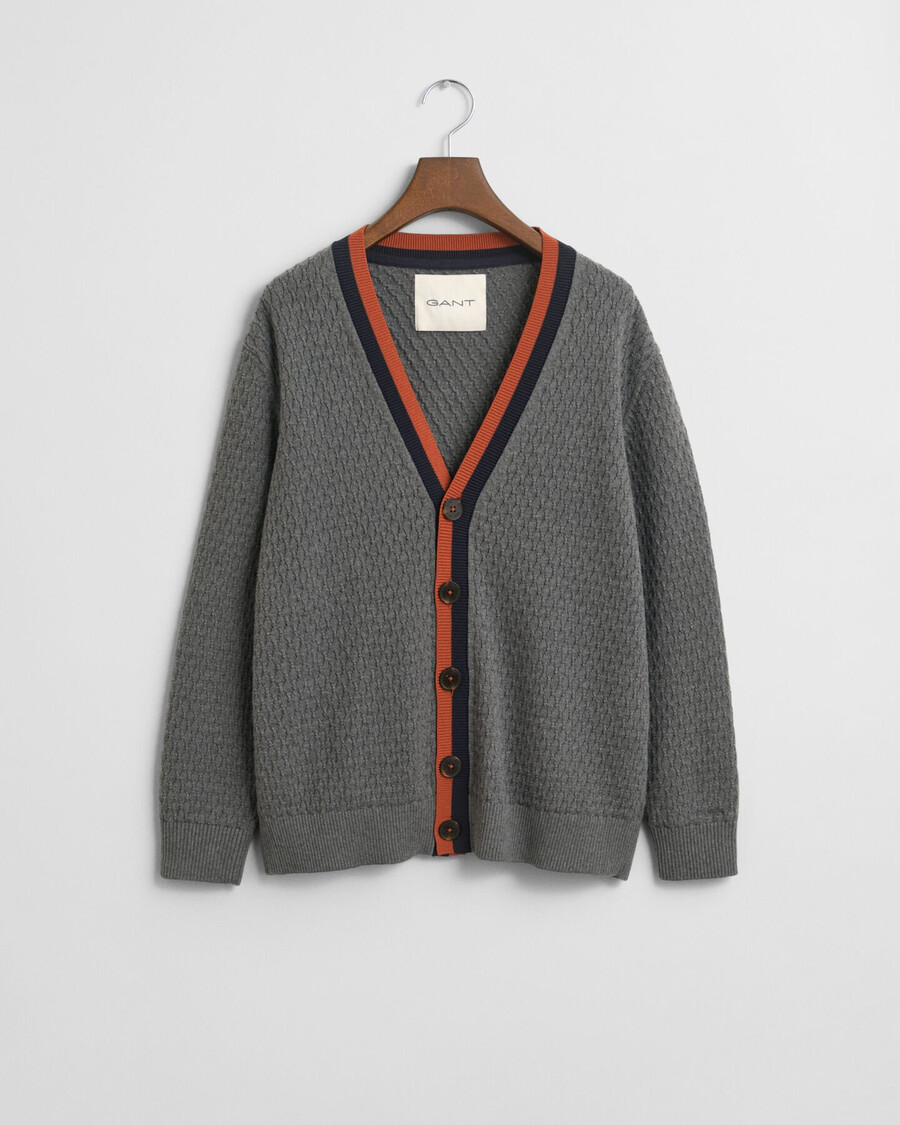 gestructureerd katoenen vest met contrasterende details - houtskoolmelange