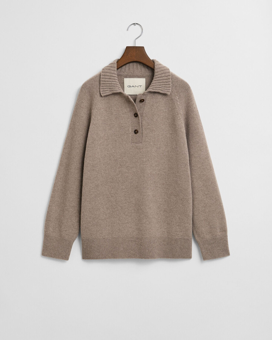 gebreide wollen deken van kasjmierblend - taupebeige
