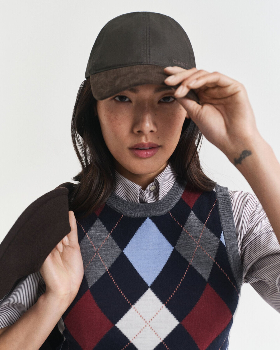 argyle vest met ronde hals - houtskoolmelange