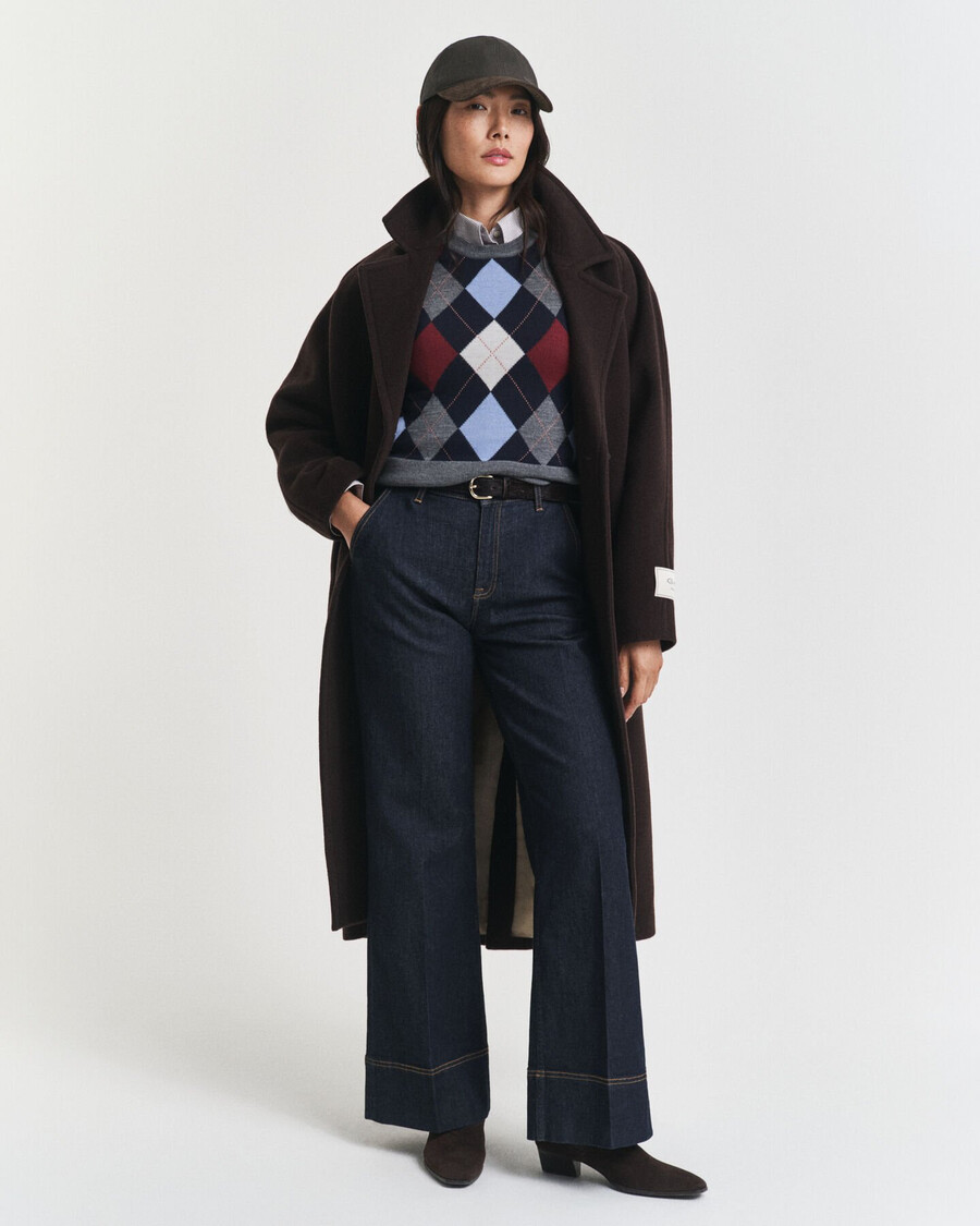 argyle vest met ronde hals - houtskoolmelange