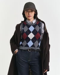 argyle vest met ronde hals - houtskoolmelange