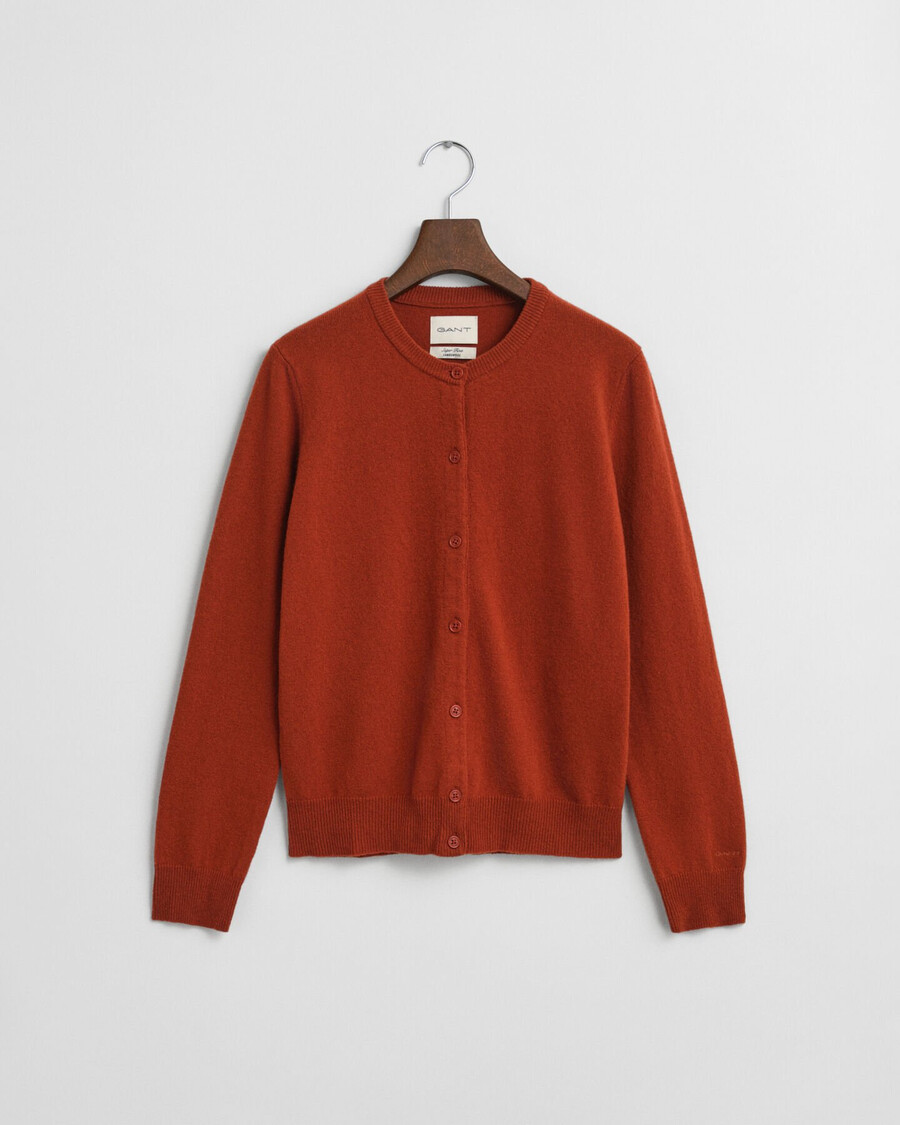 superfijn lamswollen vest - modern roestbruin