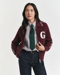 varsity vest met rits - pruimenwijn