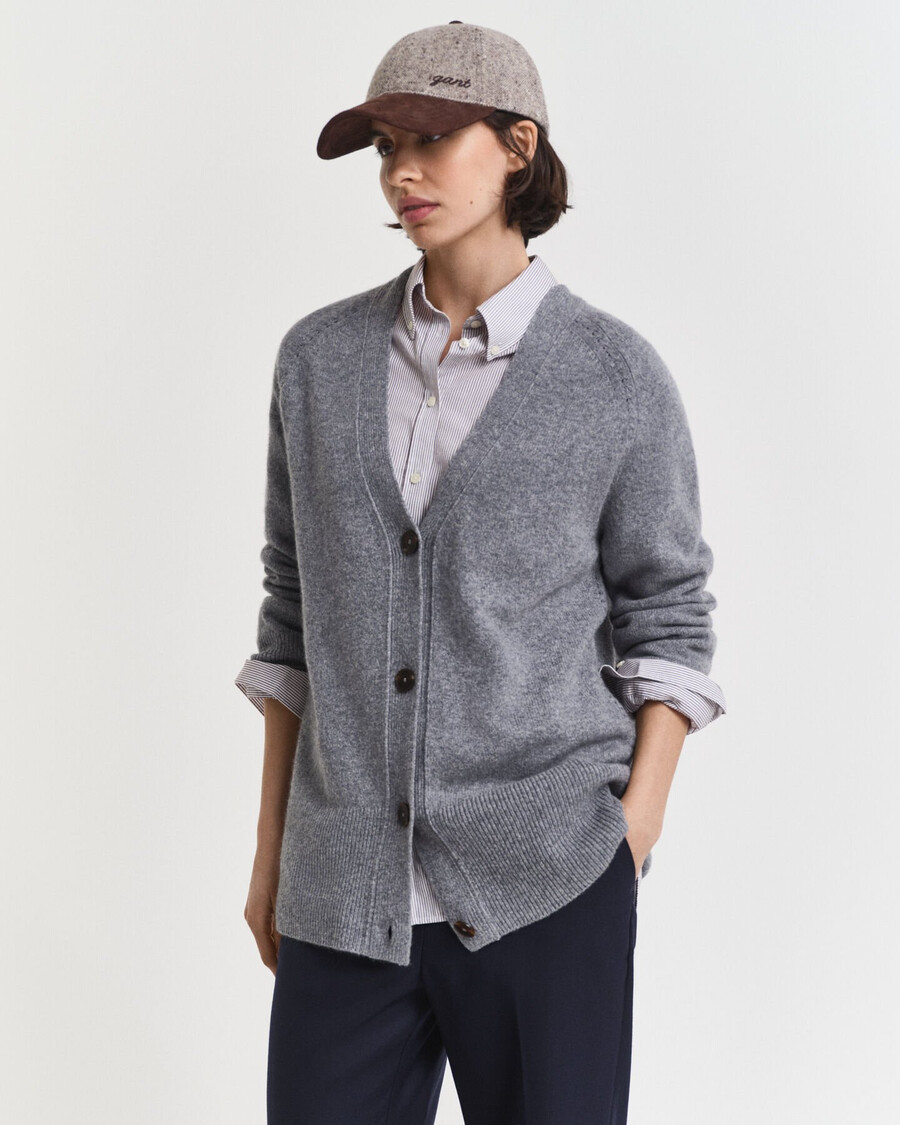 cardigan van wol en kasjmiermix - houtskoolkleur