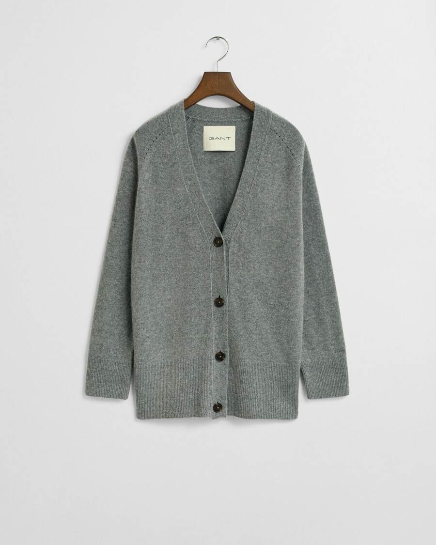 cardigan van wol en kasjmiermix - houtskoolkleur
