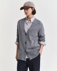 cardigan van wol en kasjmiermix - houtskoolkleur