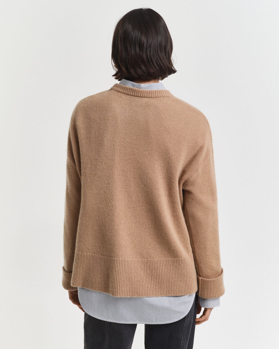 kasjmier trui met ronde hals - warm kaki