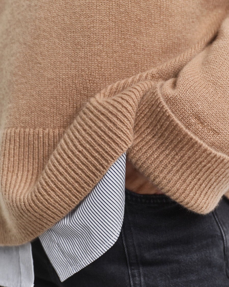 kasjmier trui met ronde hals - warm kaki