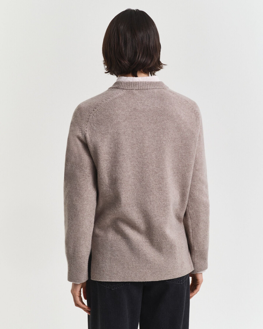 trui met ronde hals van een zachte wollen kasjmierblend - taupe beige