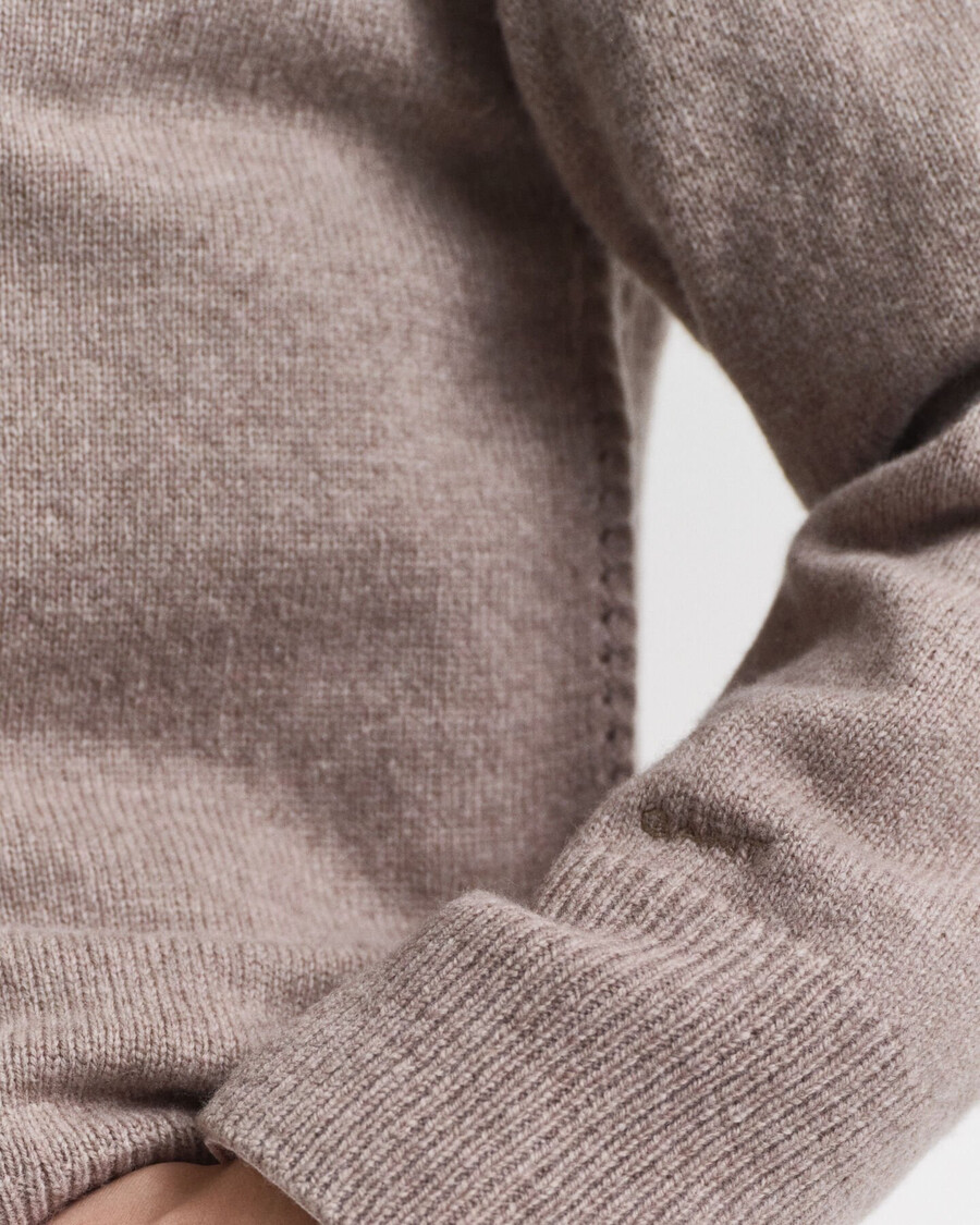 trui met ronde hals van een zachte wollen kasjmierblend - taupe beige