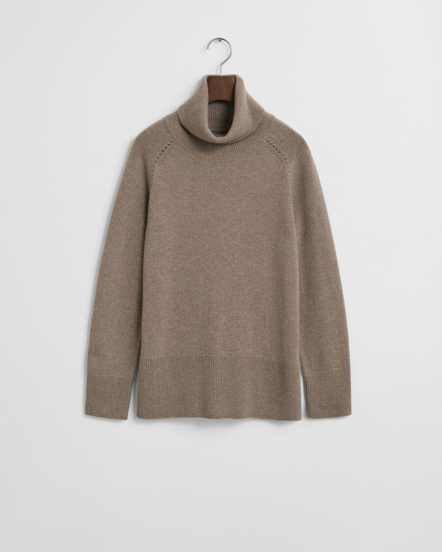 zachte coltrui van wol en kasjmiermix - taupe beige