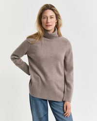 zachte coltrui van wol en kasjmiermix - taupe beige