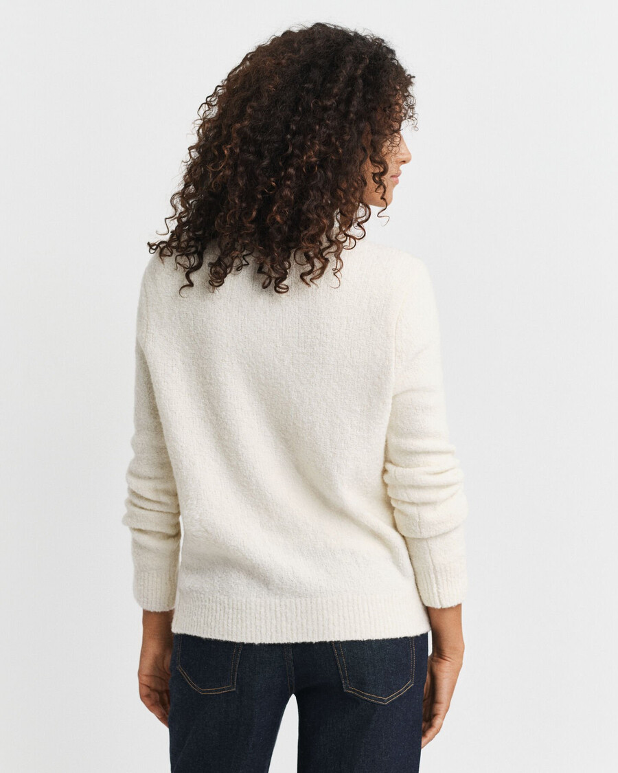 bouclé vest met ronde hals - crème