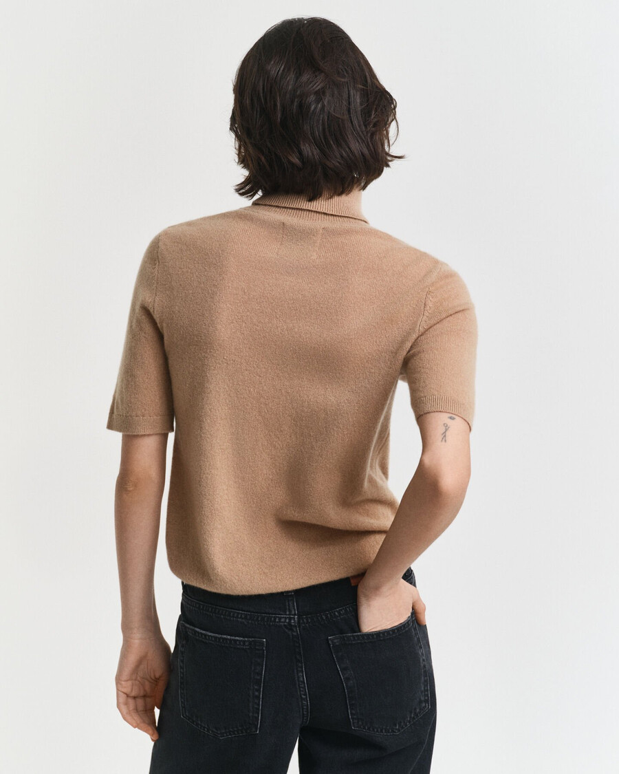 coltrui van kasjmier met korte mouwen - warm kaki