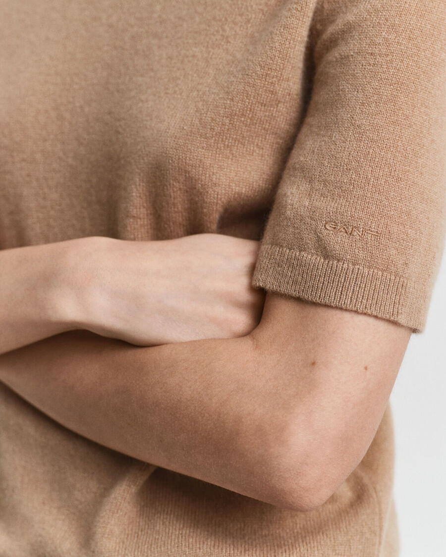 coltrui van kasjmier met korte mouwen - warm kaki