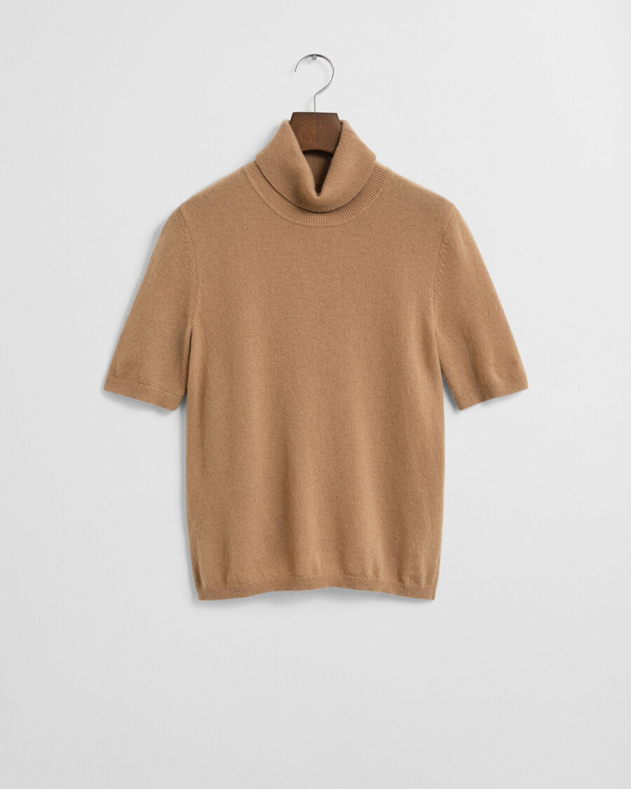coltrui van kasjmier met korte mouwen - warm kaki