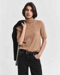 coltrui van kasjmier met korte mouwen - warm kaki