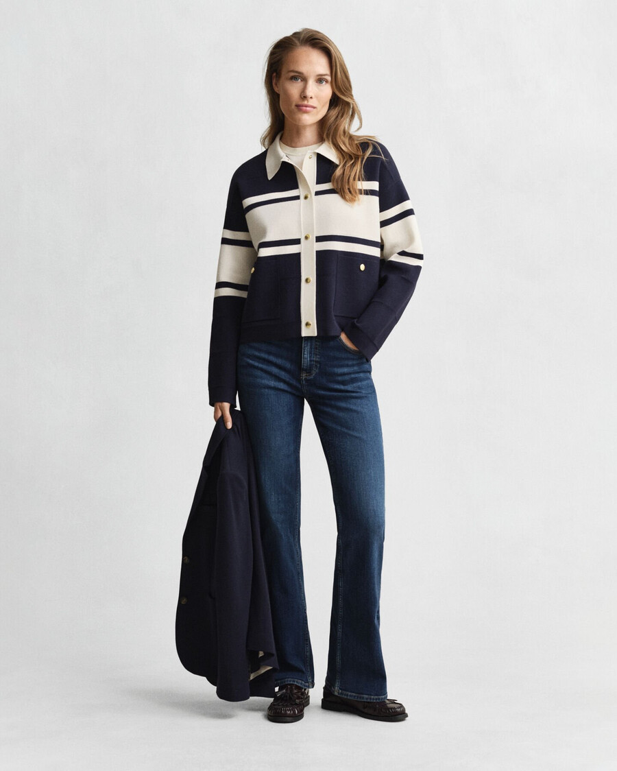 cardigan met kleurblokken - avondblauw