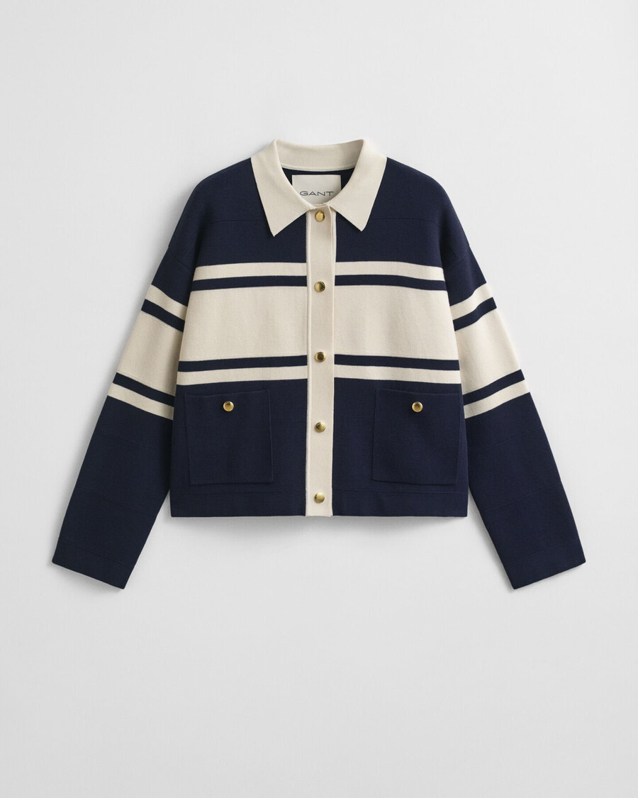 cardigan met kleurblokken - avondblauw