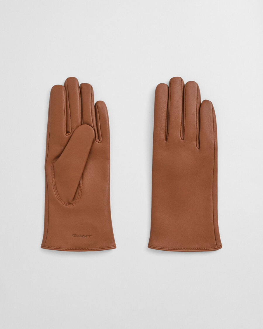 kasjmier gevoerde leren handschoenen - cognac