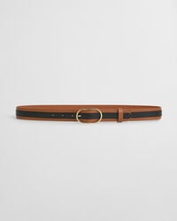 gestreepte leren riem - cognac