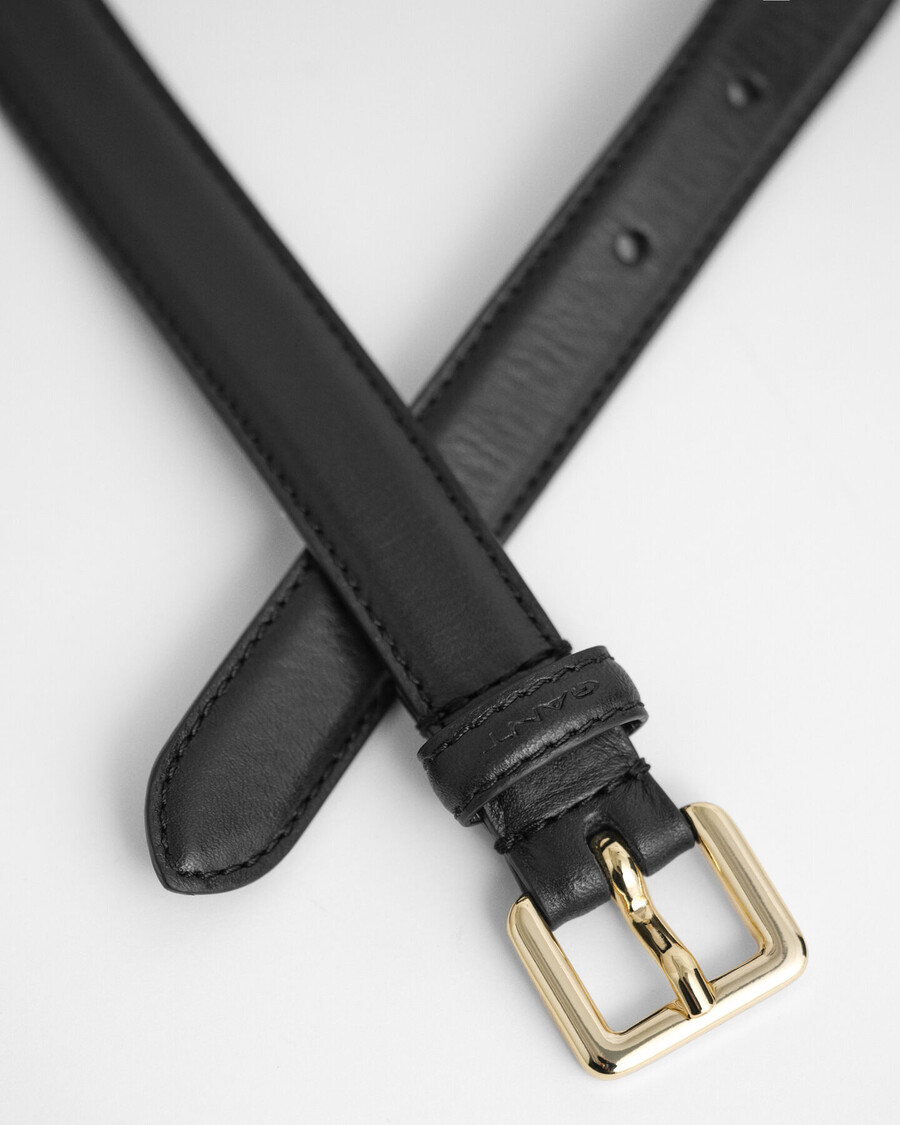 slanke leren riem - zwart