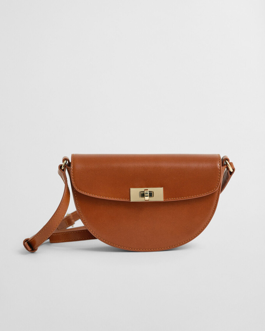 leren schoudertas - cognac