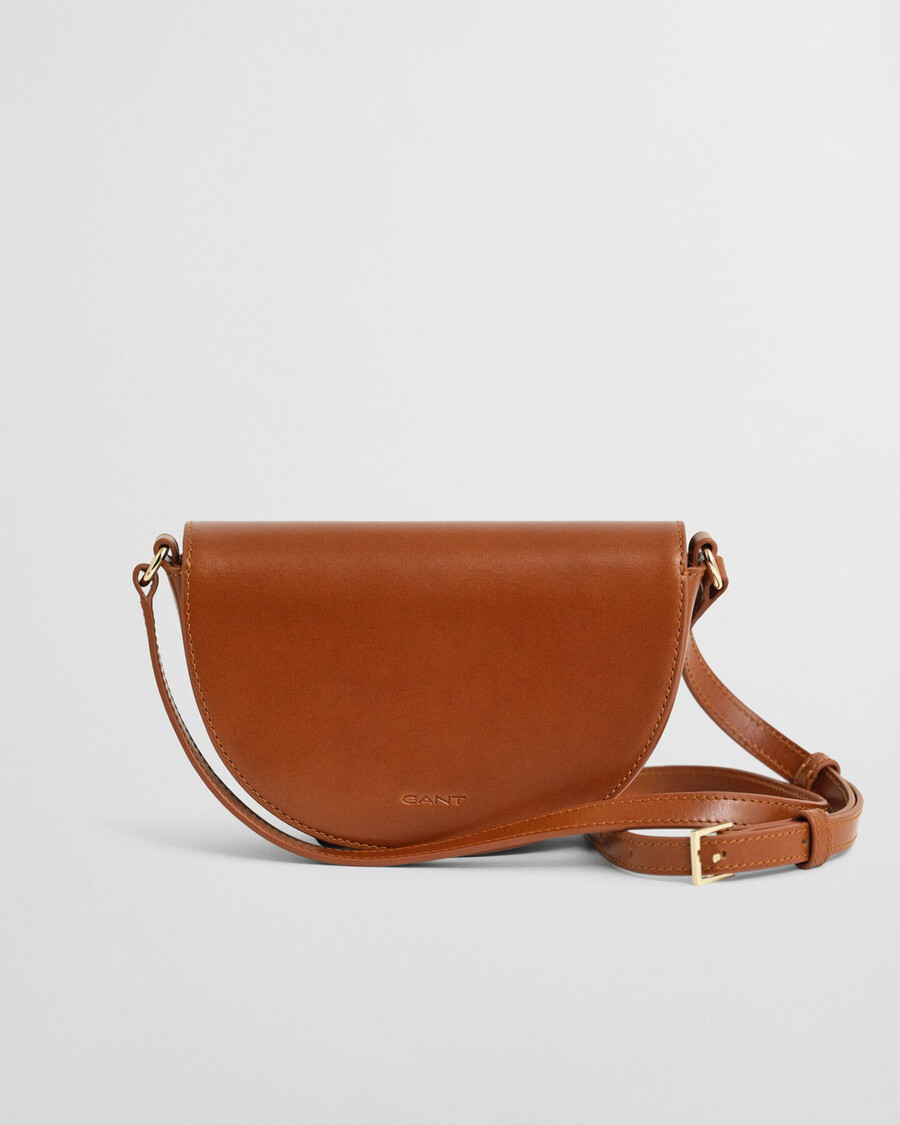 leren schoudertas - cognac