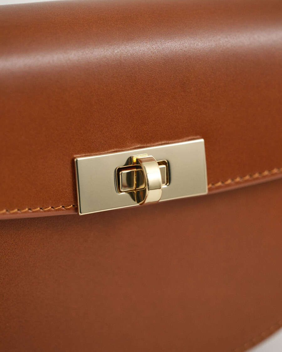 leren schoudertas - cognac